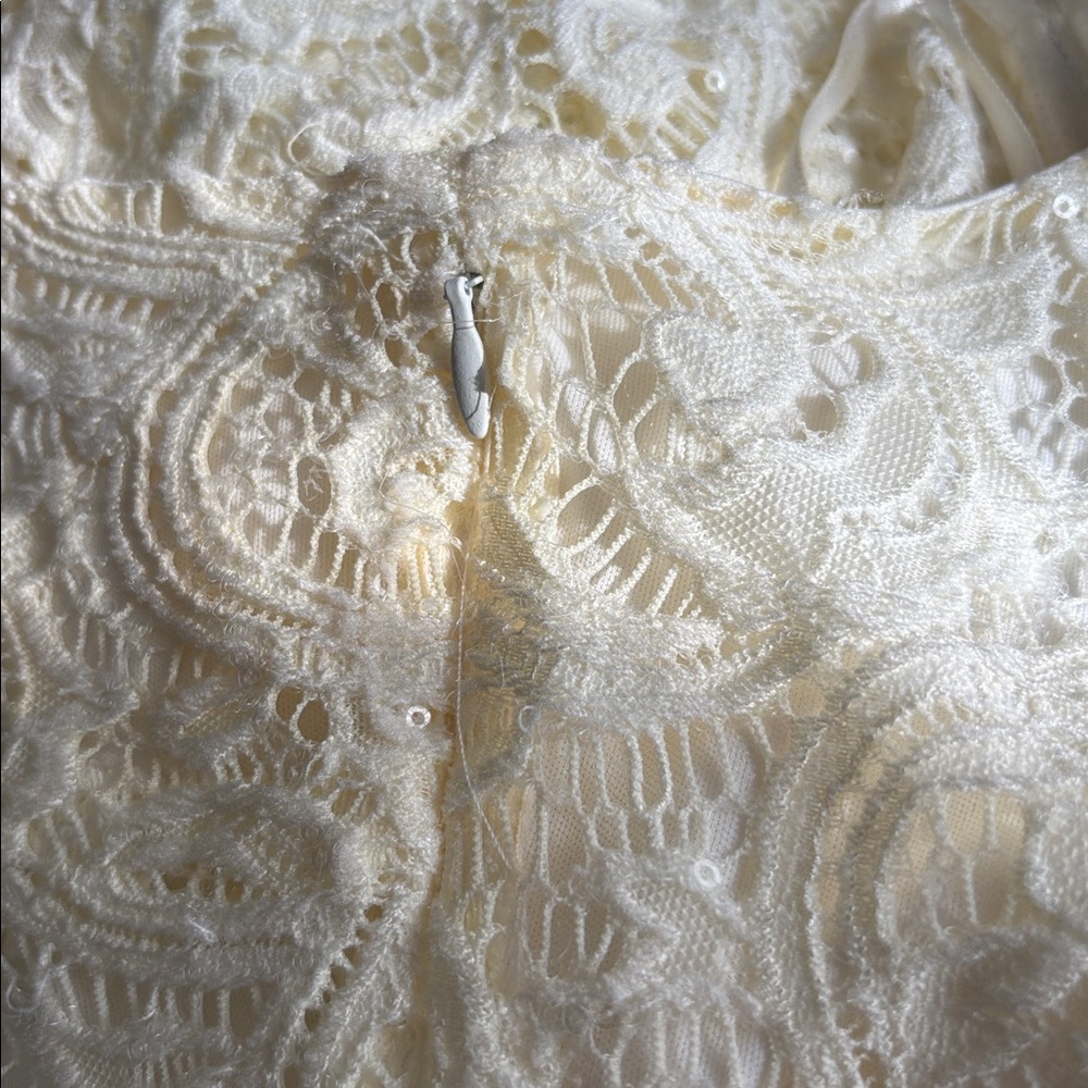 MARINA Ivory Lace Ruffle Mini Dress - Picture 7 of 8